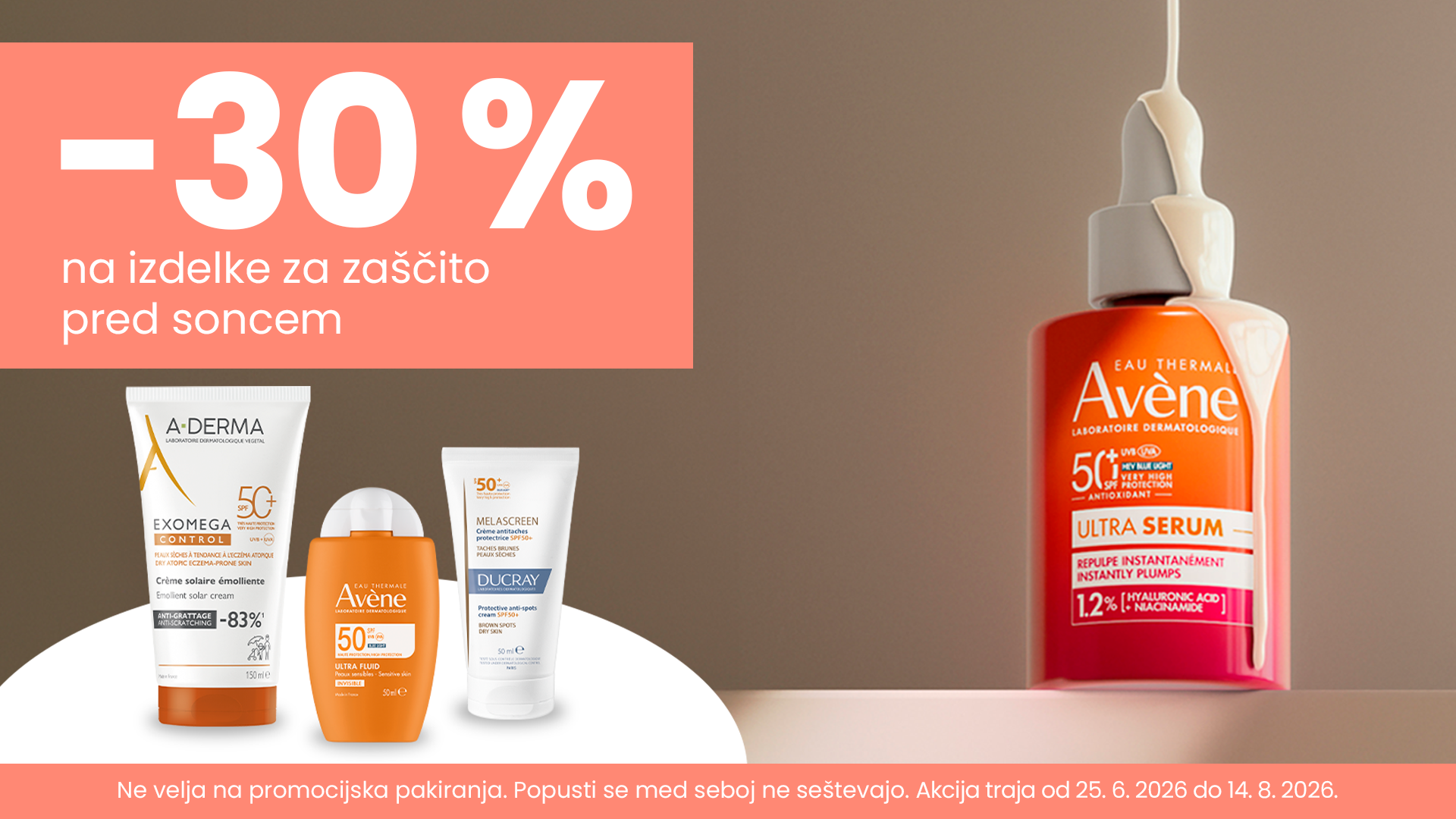Sončna linija Avene, A-Derma in Avene -30%